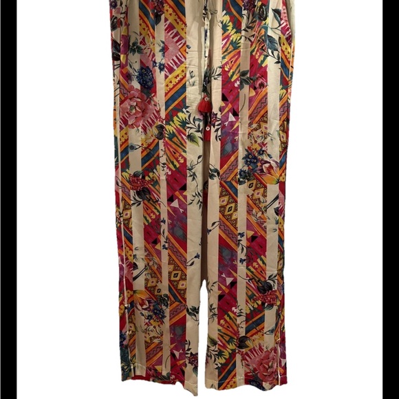 Johnny Was Red Wide Leg Silk Pants Size Small - Picture 1 of 7